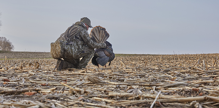 greg setting up decoys while turkey hunting